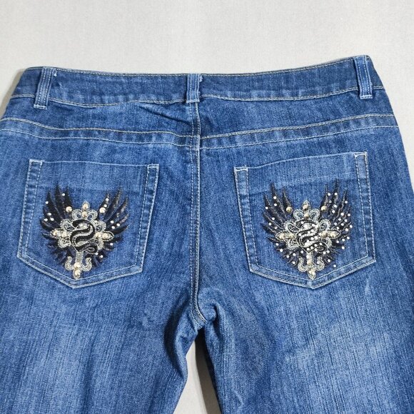 Seductions FD jeans skinny straight women's junior size 11 blue low-rise - Picture 4 of 13